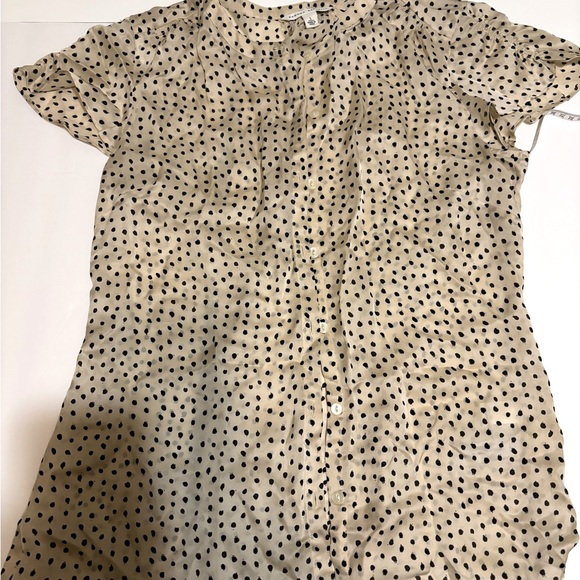 Banana Republic Silk Polka Dot Blouse Cap Sleeves - Picture 10 of 12